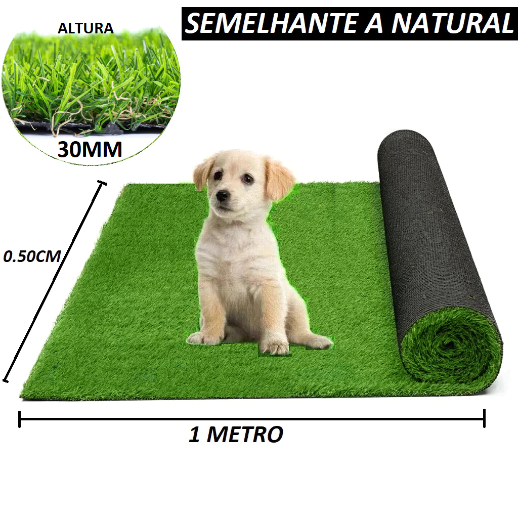 Grama Sintética 30mm Semelhante Natural Área Externa Tapete Jardim (100cm x 50cm) - OFERTA em Oferta na Shopee