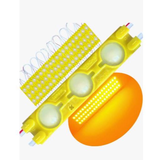 Kit 20 Módulos LED Amarelo  3 Leds 1.5W IP65 12V Fita Adesiva Para Letra Caixa em Oferta na Shopee