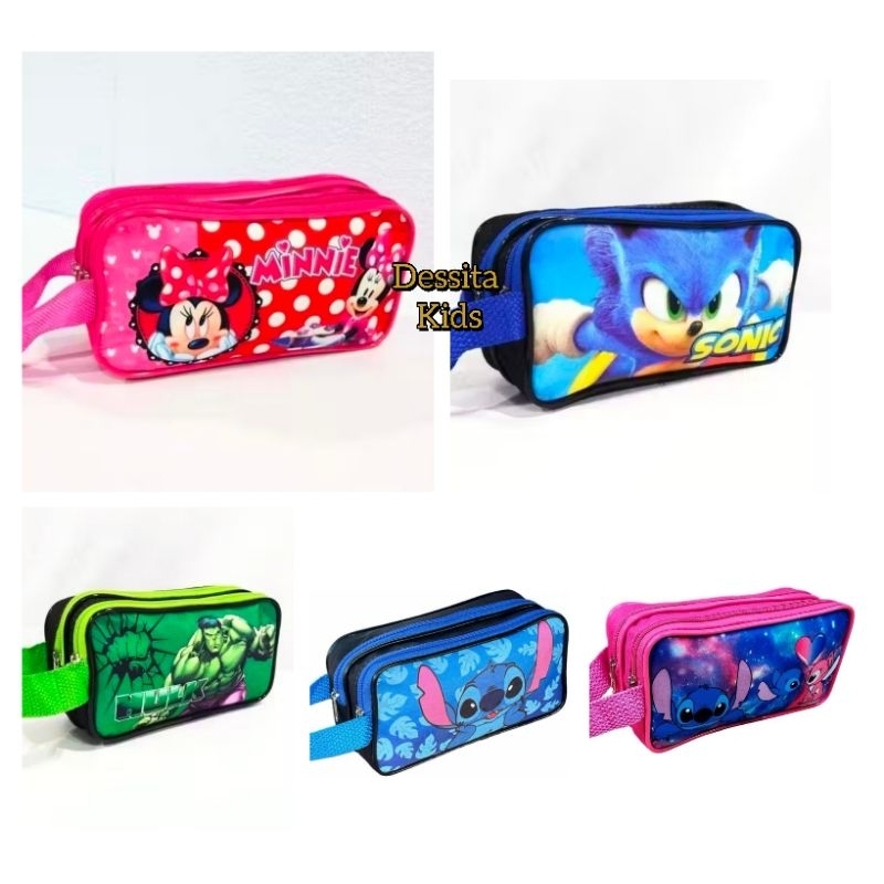 Estojo Escolar Infantil Com 2 Divisória Grande em Oferta na Shopee