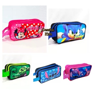 Estojo Escolar Infantil Com 2 Divisória Grande em Oferta na Shopee