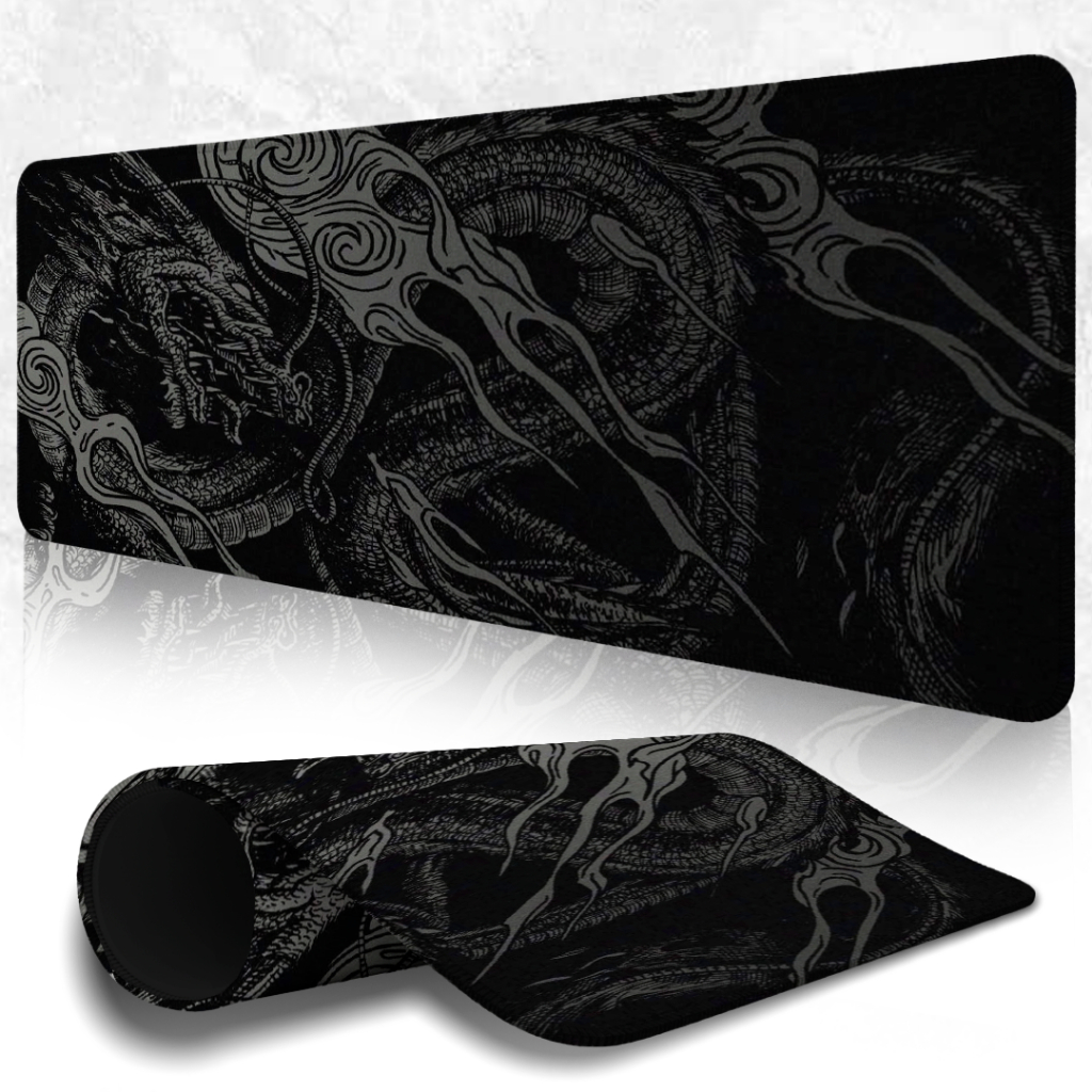 MousePad Speed Gamer Antiderrapante Bordas Costuradas Confortavel Sem Relevos Com Estampa Black Dragon Varios Tamanhos