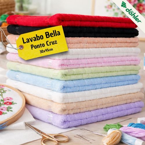 Kit 12/15/18/24 Toalhas Lavabo Dohler Bella 30x45 Etamine P/ Bordar Ponto Cruz em Oferta na Shopee