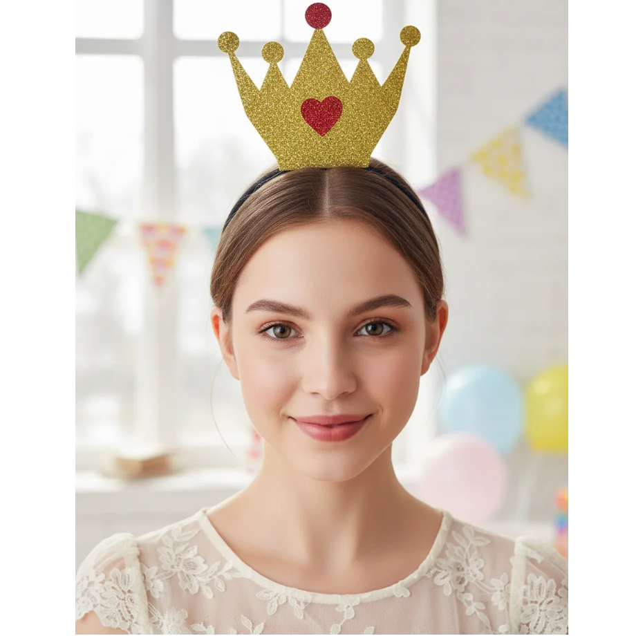 Tiara Carnaval Coroa EVA Glitter Dourado/Vermelho 19 cm Vivarte - Inspire sua Festa Loja