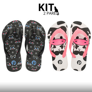 Kit Chinelo Infantil Feminino Estampado Leve