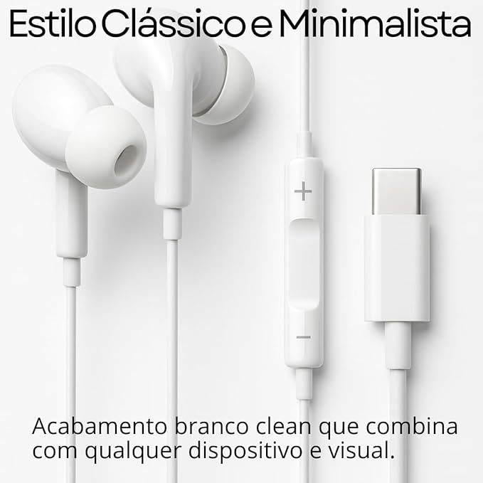 Fone de Ouvido Estéreo LE-0268 Tipo-C 🎧 Branco/Preto • Microfone Embutido • Som Nítido em Oferta na Shopee