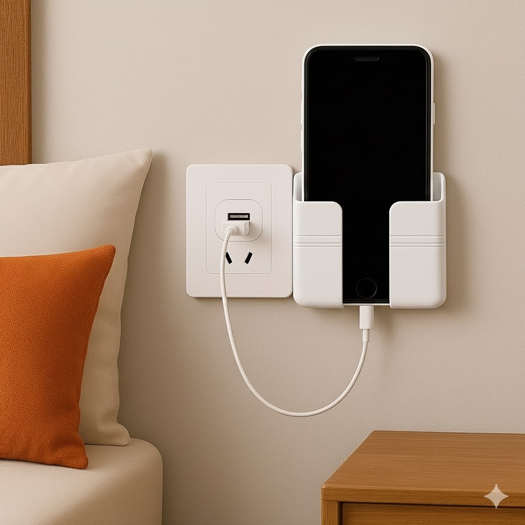 Suporte de Parede para Celular com Carregamento – Organizador Porta Smartphone ABS