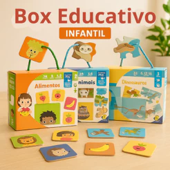 Livro Box Jogo Da Memoria, Quebra Cabeça Dominó Cores Infantil Criatividade E Aprendizado Todo Livro