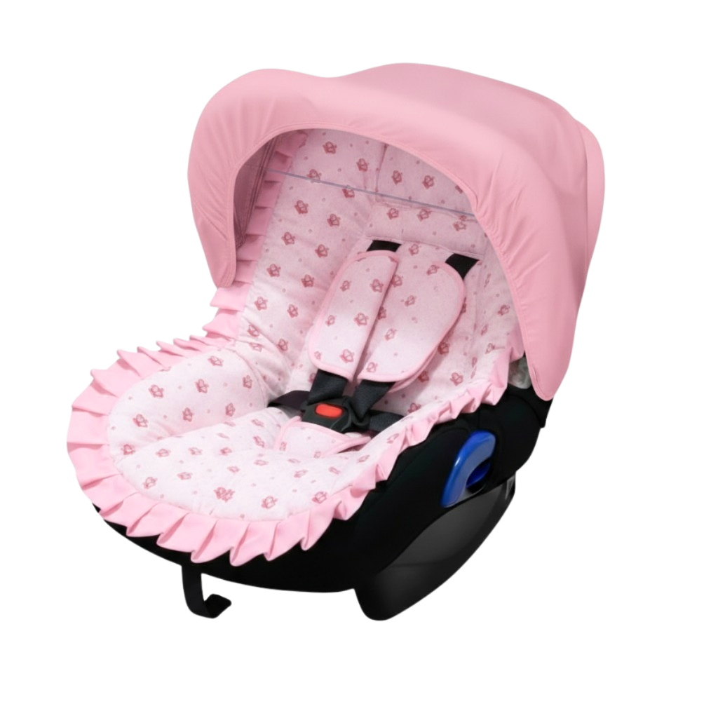Capa de Bebe Conforto Bebê + Capota Solar + Jogo Protetor de Cinto Serve em Todas as Marcas Princesa Rosa Menina