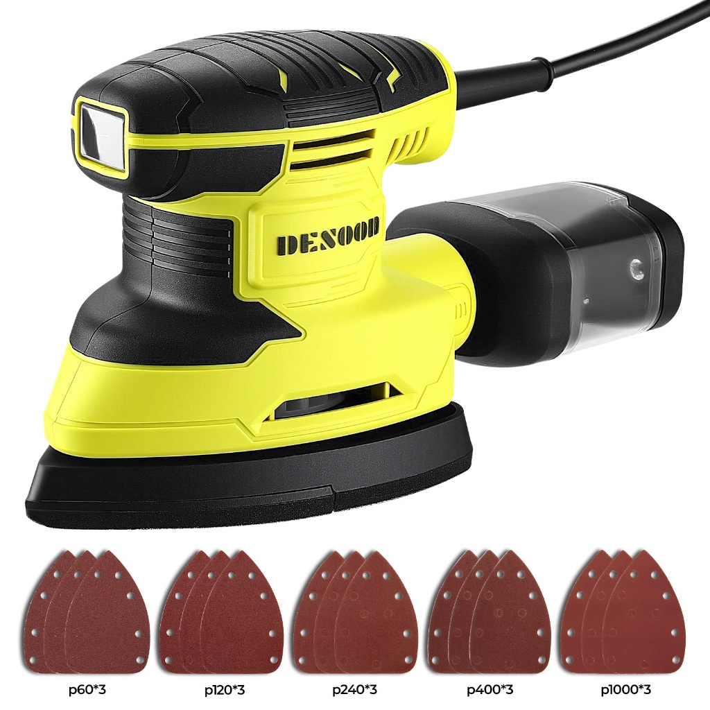 Lixadeira Orbital 240w Real Triangular Elétrica Professional 13000rpm Autossucção Com 15 Lixas E Coletor De Pó Desoon em Oferta na Shopee