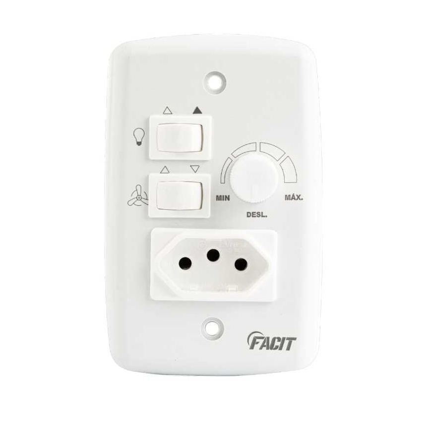 Chave Controle Ventilador De Teto Rotativo C/ Tomada Bivolt Uma Lampada