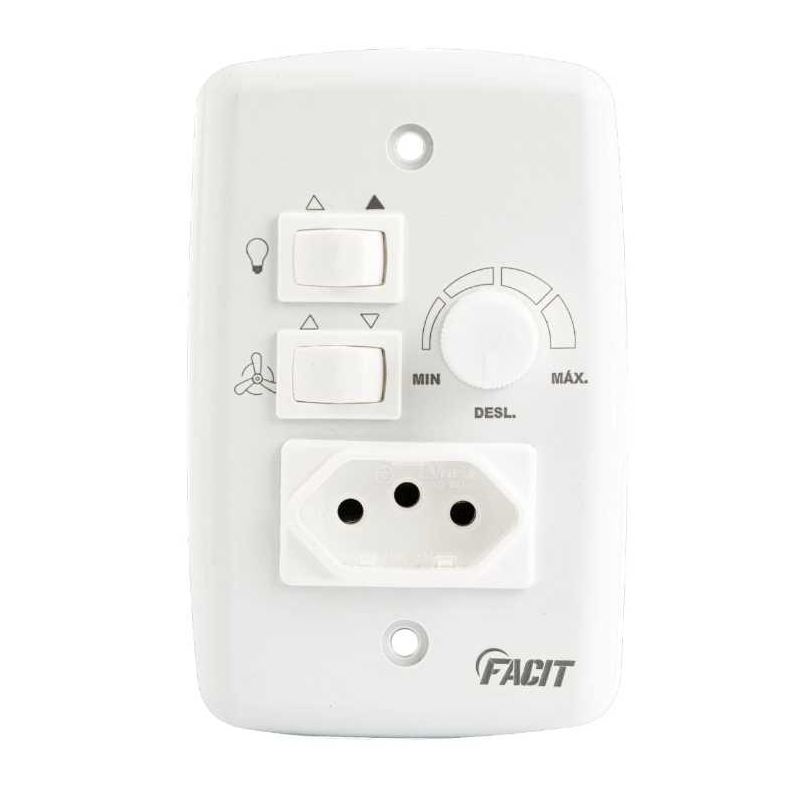 Controle Rotativo Branco Lâmpada Tecla Bivolt C/ Tomada 4x2