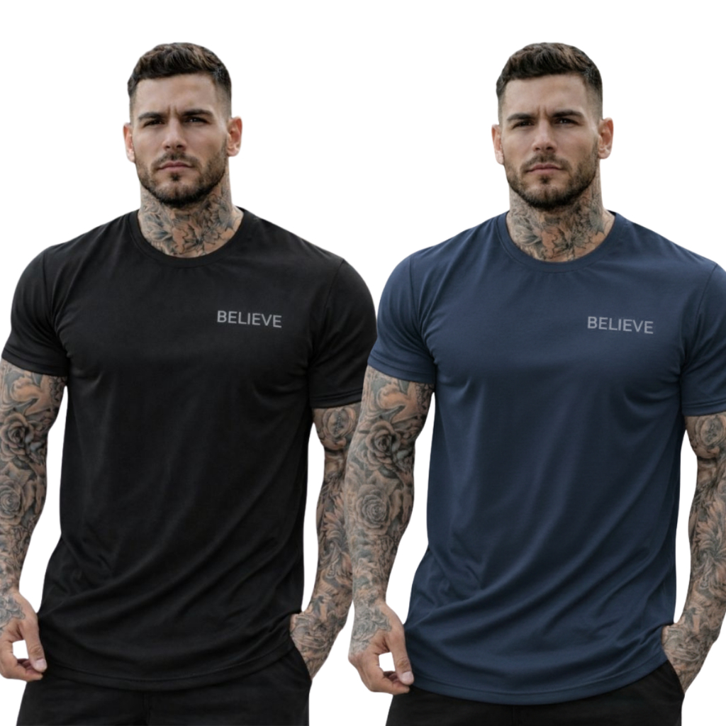 Kit 2 Camiseta DryFIt Masculina Manga Curta Academia Corrida Crossfit Plus Size Do P Ao G3 Respirável Estampa Fitness