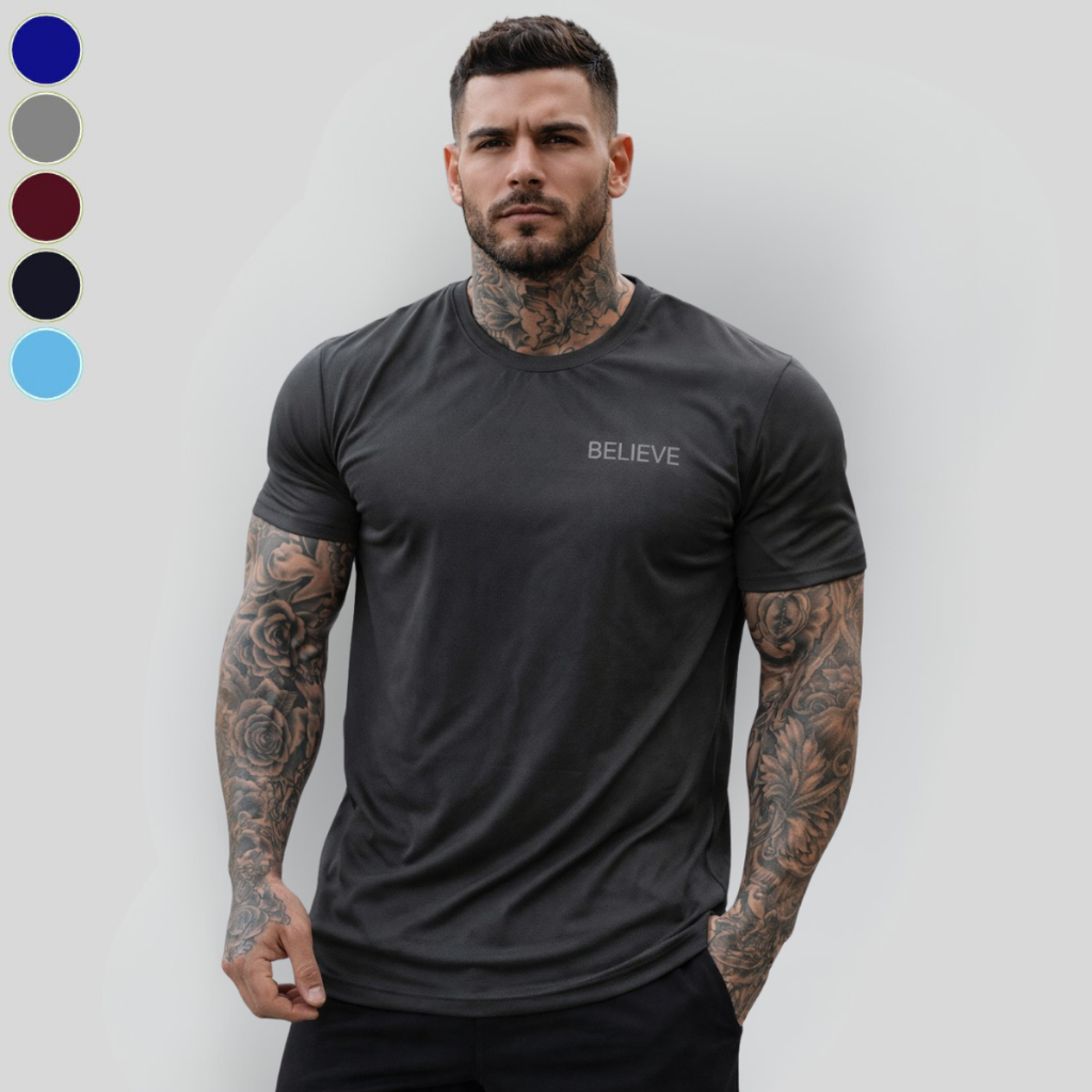 Camiseta Masculina Dry Fit Furadinho Academia Poliéster Com Elastano Premium Anti Odor Secagem Rápida Plus Size