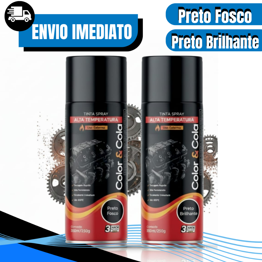 Tinta Spray Alta Temperatura Cola e Cola 350ml Secagem Rápida Alta Resistência Até 600 Graus em Oferta na Shopee