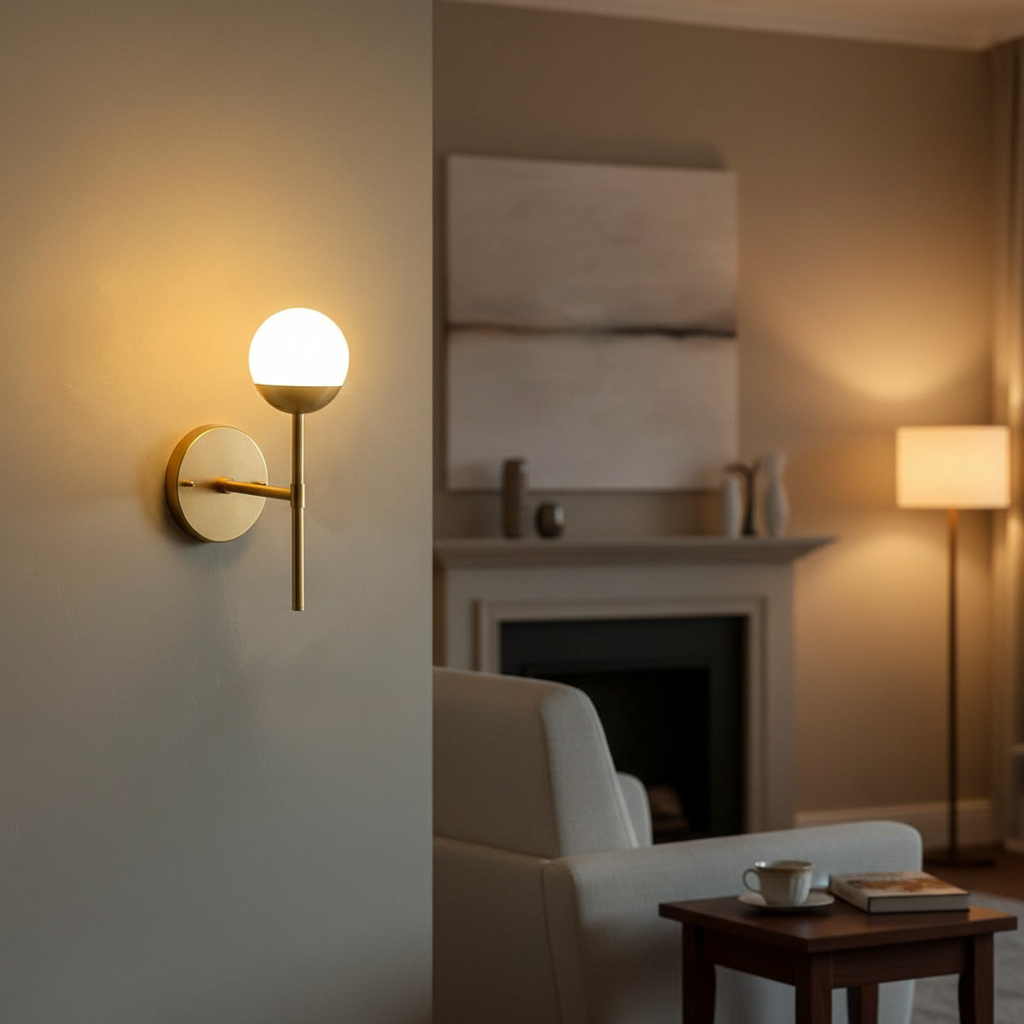 Arandela luminária de Parede interna lina Com Globo Vidro 12cm decorativa de casa sala quarto cabeceira e cama