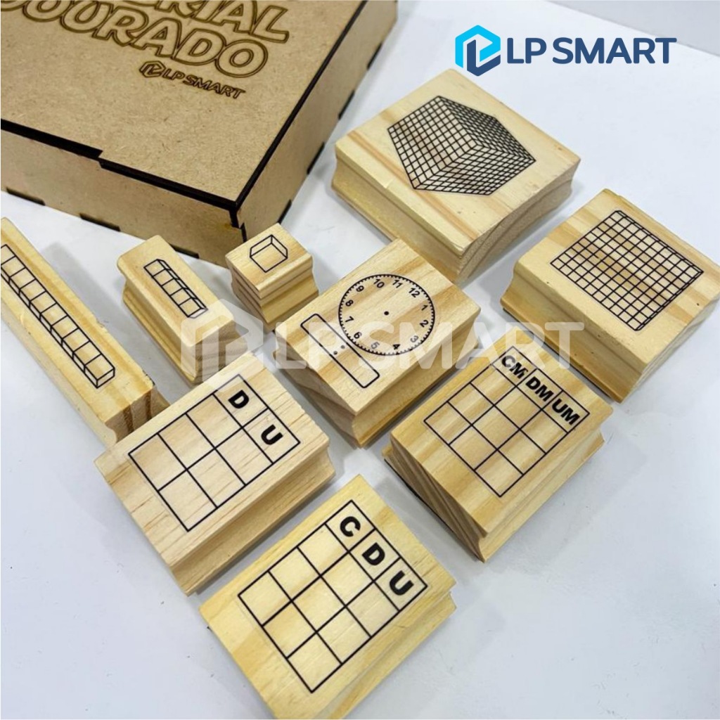 Kit 9 Carimbos Material Dourado + Caixa Mdf Ideal para Professores Estudantes Ensino Material Escola Estojo Escolar em Oferta na Shopee