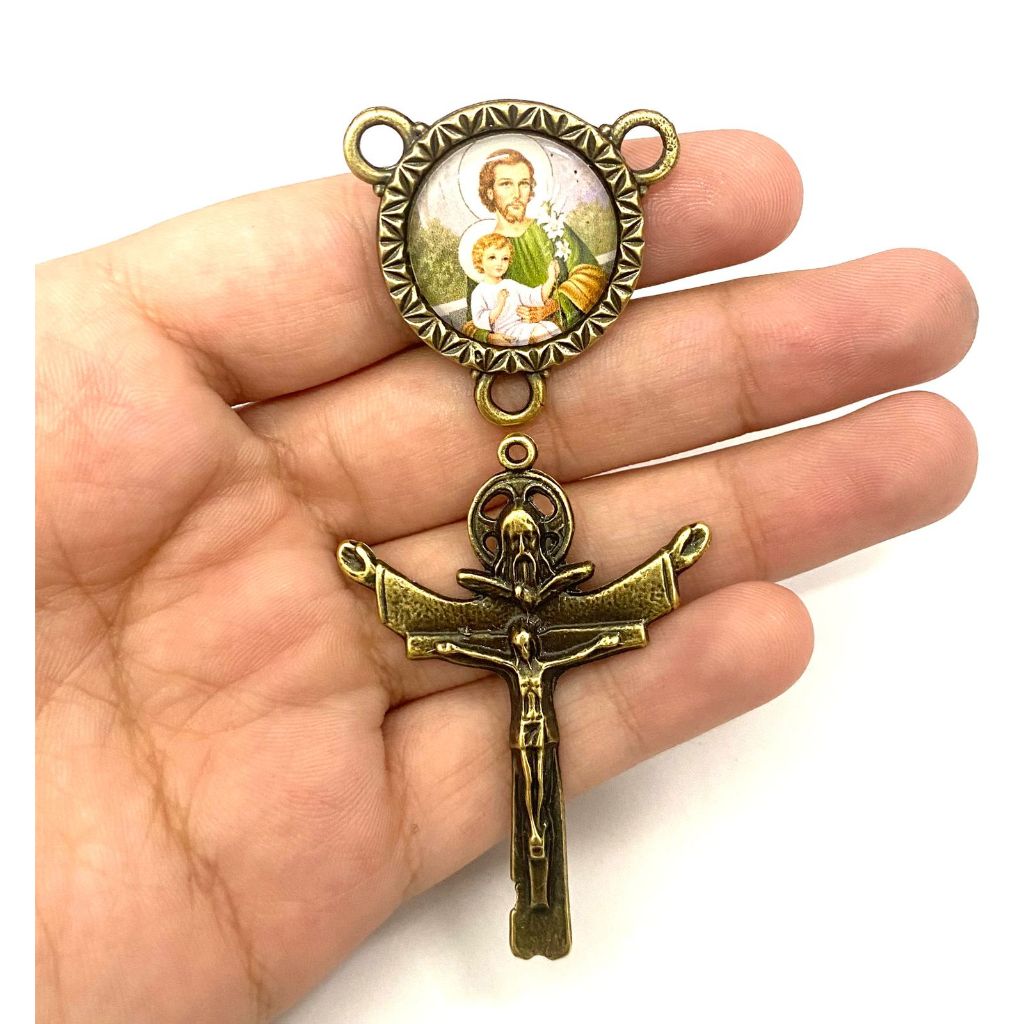 KIT São José  Entremeio +  Cruz - Nº464 + Nº 277 - Para personalizar Terços em Oferta na Shopee