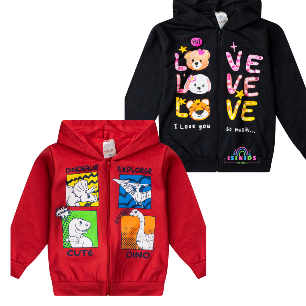 2 casaco moletom menina menino capuz ziper infantil juvenil