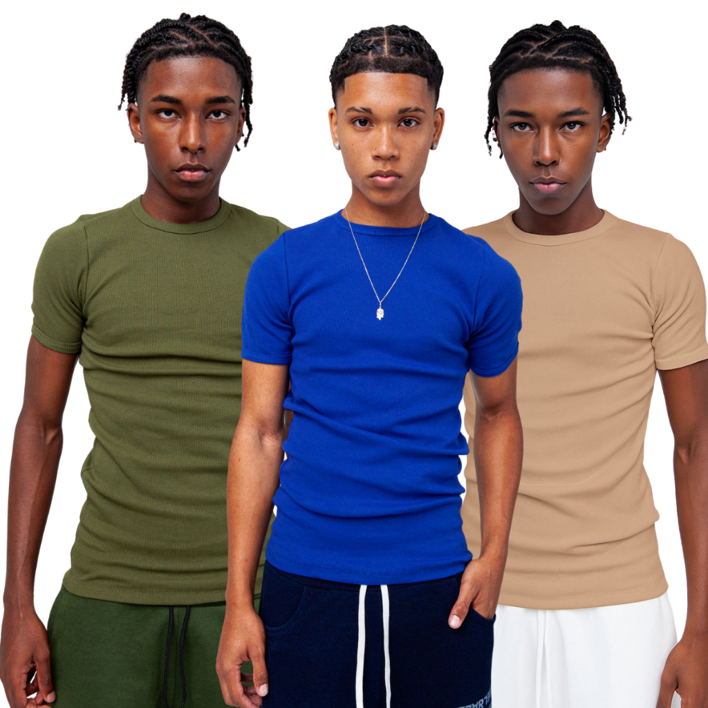 Camiseta Masculina Canelada Estilo Americana Slim RAPPER -  Tamanhos Grandes G1 ao G4
