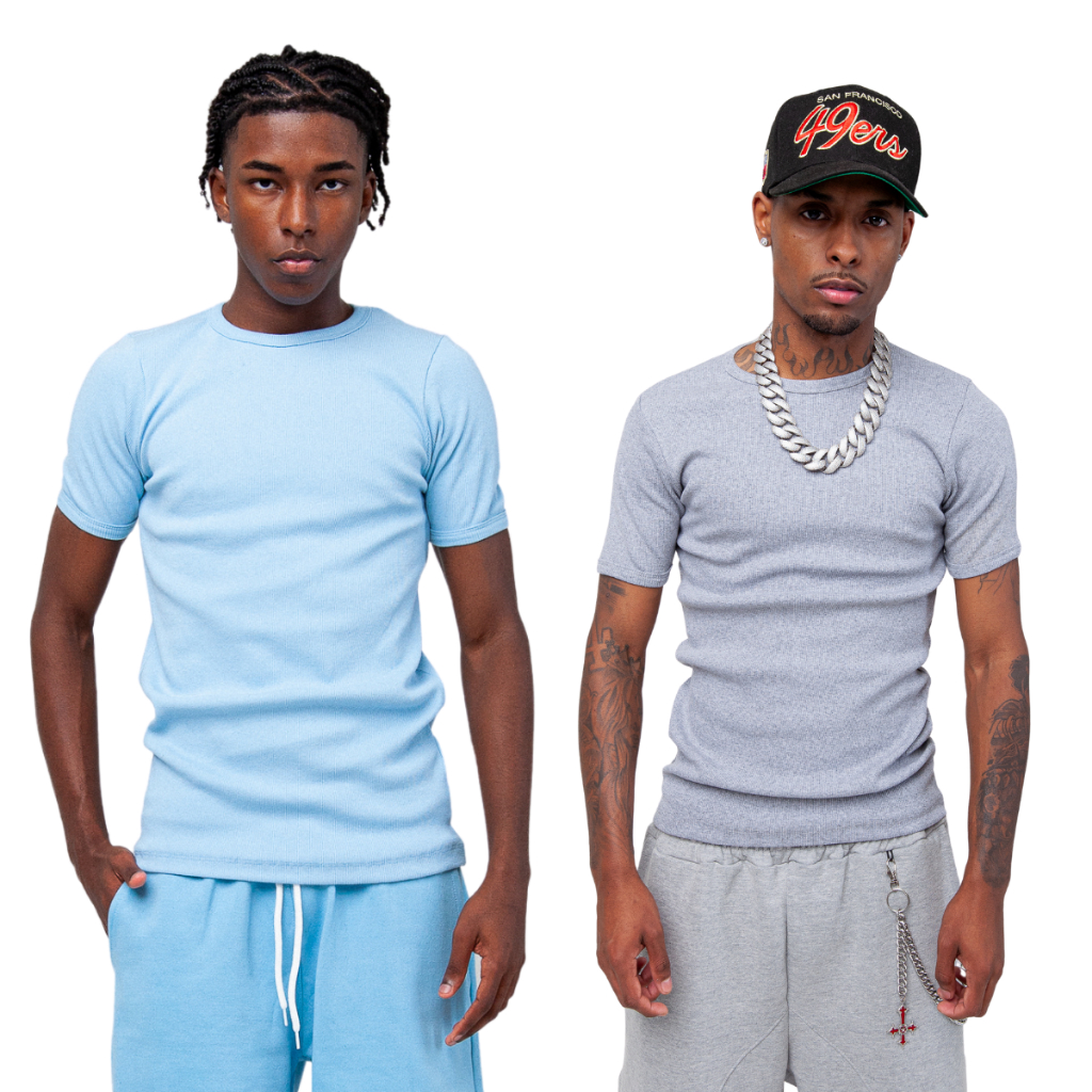 Detalhes do Camiseta Masculina Canelada Estilo Americana Slim RAPPER -  Tamanhos Grandes G1 ao G4