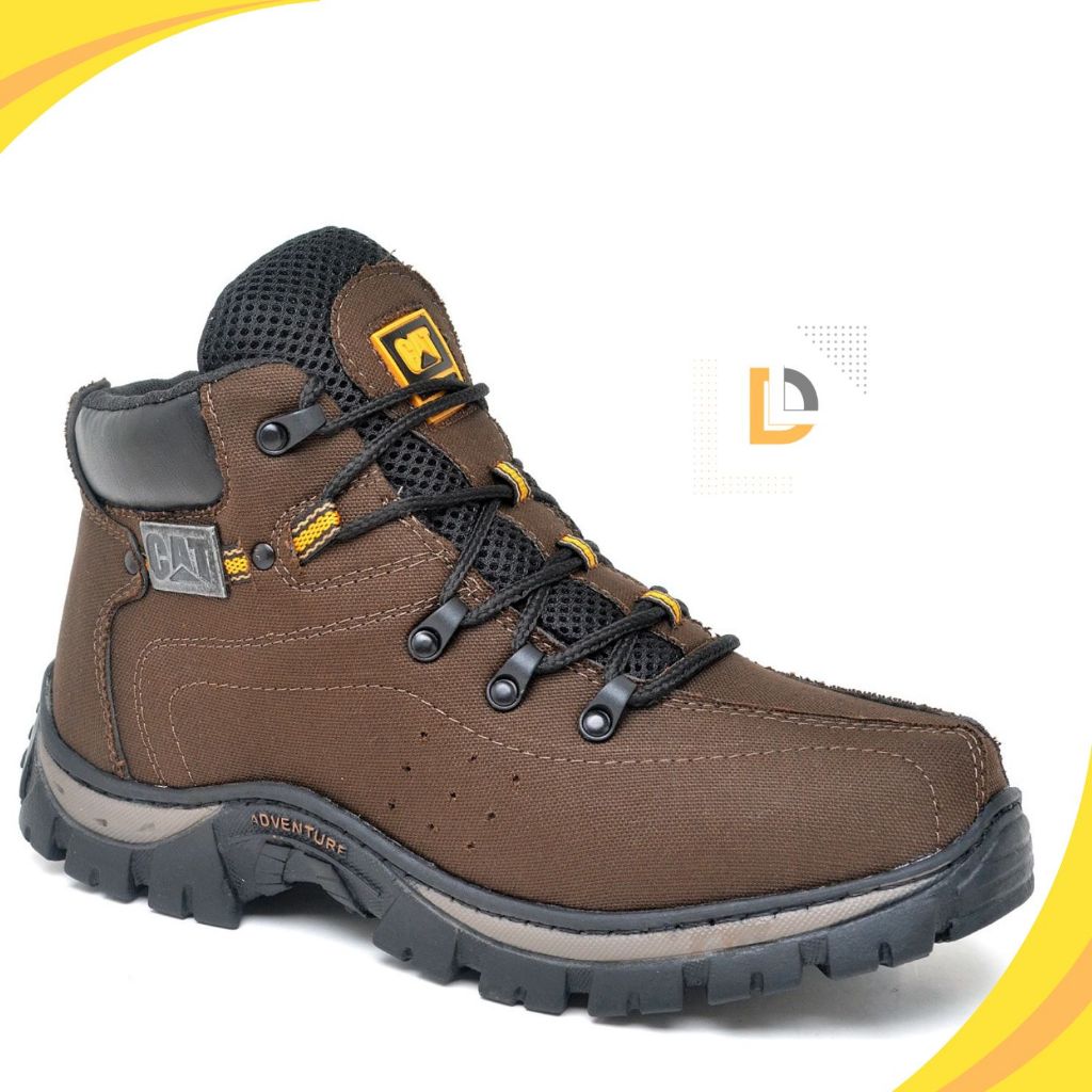 Bota Masculina Caterpillar Coturno Adventure  Bota Trabalho Lona Reforçada Sola Borracha