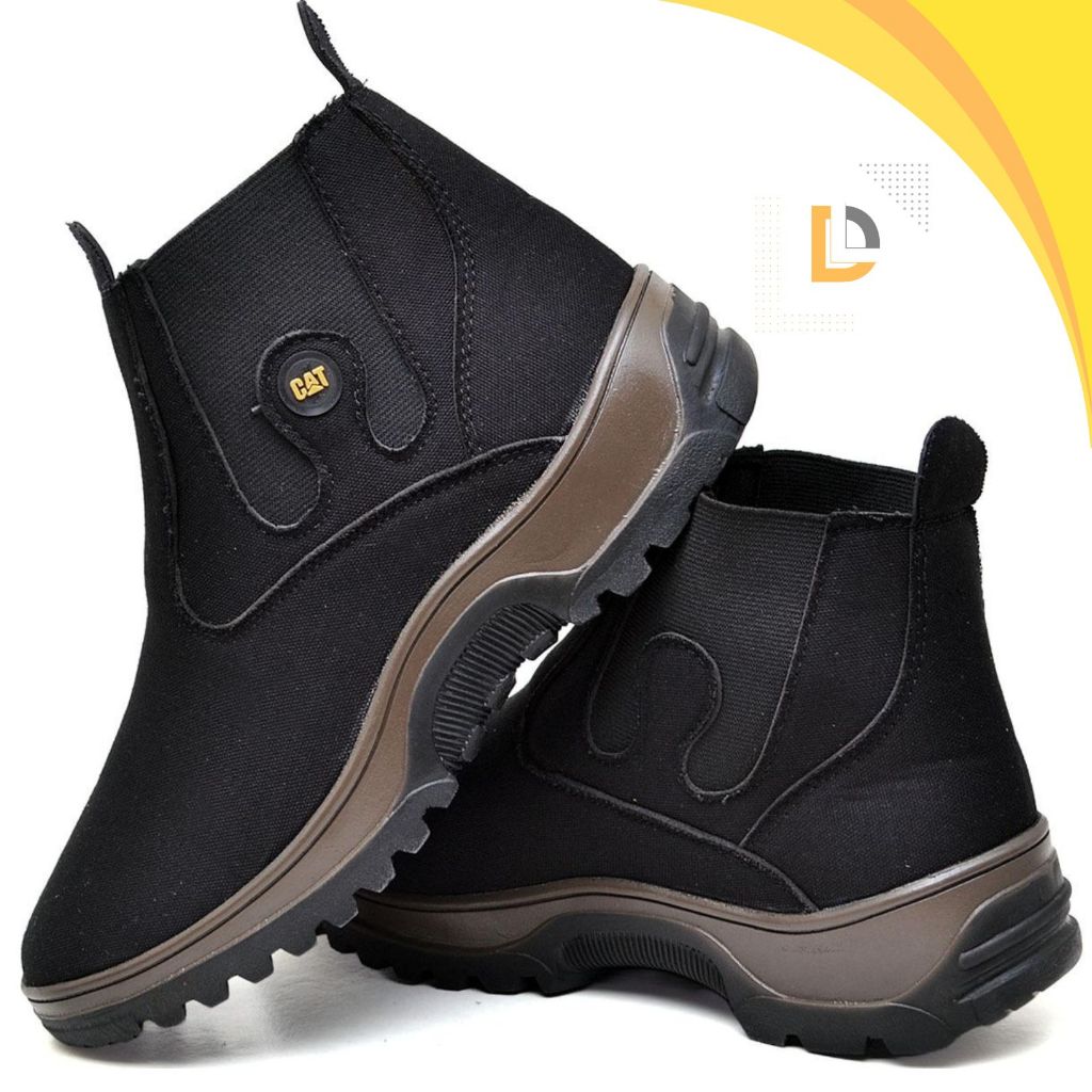 Bota Masculina Botina Texana Bota Calce Facil Solado Borracha em Oferta na Shopee