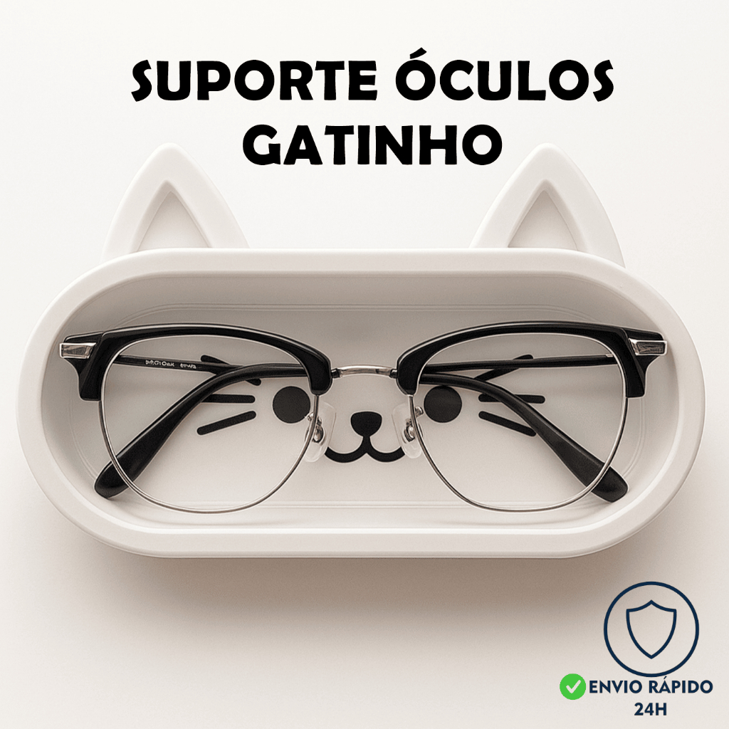Suporte para Óculos Gatinho Branco Porta Óculos Expositor Criativo