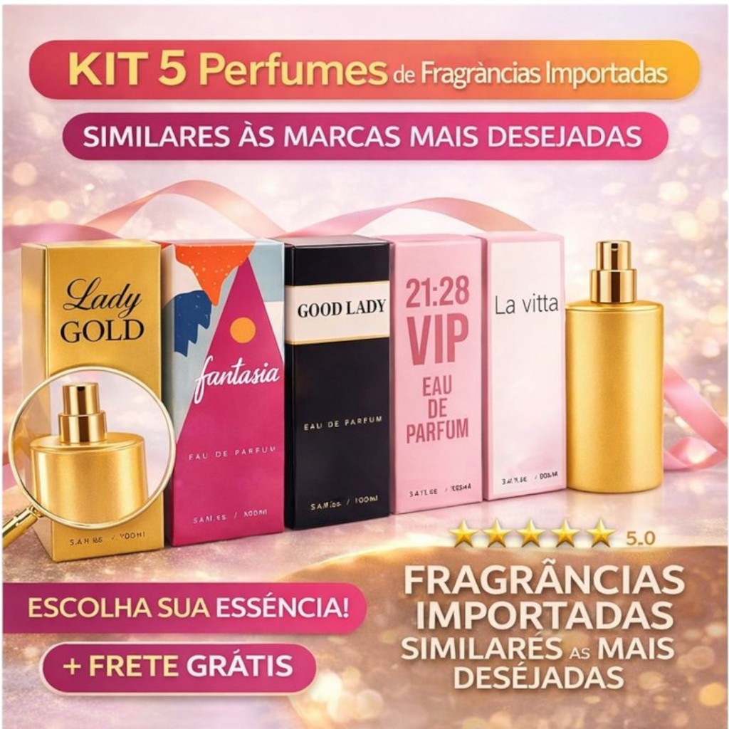 KIT COM 5 PERFUMES FEMININO 100ML CADA FRAGRANCIA IMPORTADA