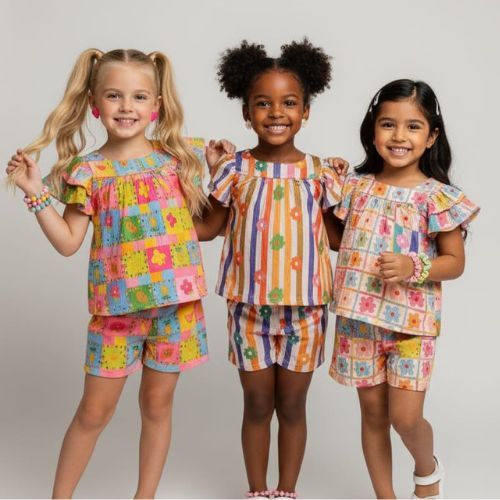 Conjunto Infantil Menina Verão Tamanhos 2,4 e 6 Anos | Blusa + Short Leve e Confortável em Oferta na Shopee