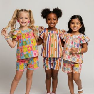 Conjunto Infantil Menina Verão Tamanhos 2,4 e 6 Anos | Blusa + Short Leve e Confortável em Oferta na Shopee