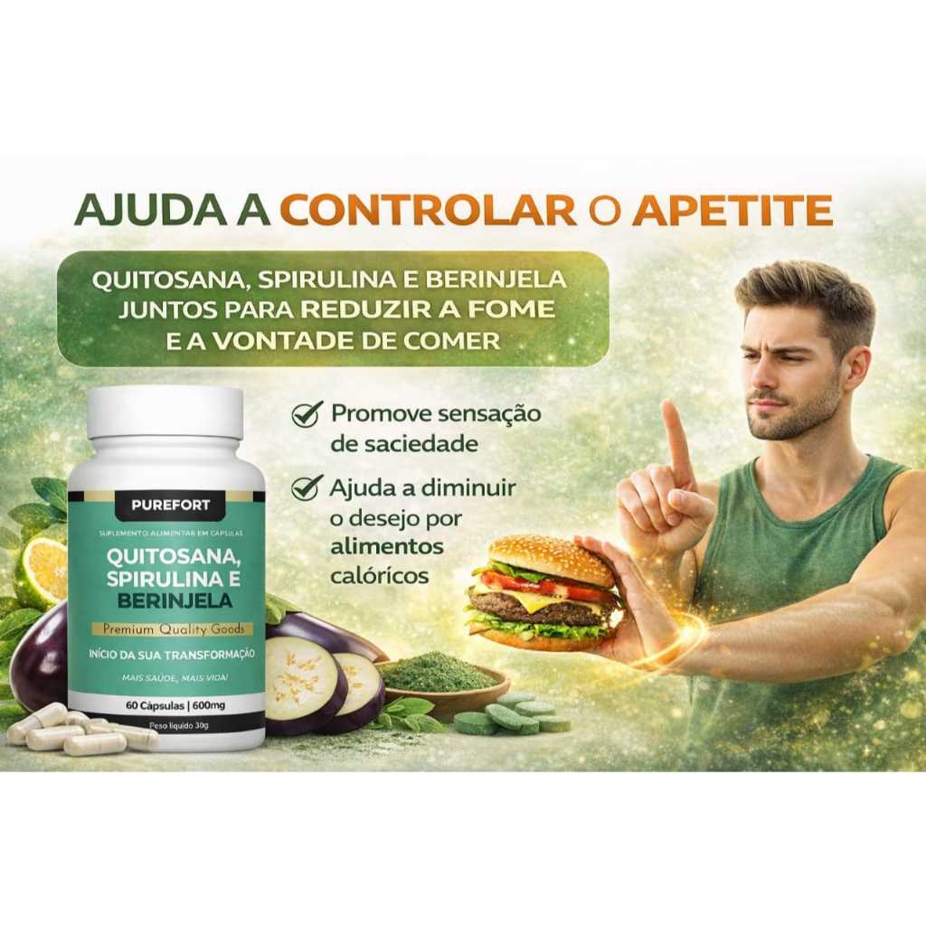 Quitosana, Spirulina e Berinjela I Saúde Metabólica I Purefort — R$ 22,82 em Shopee, 41% OFF