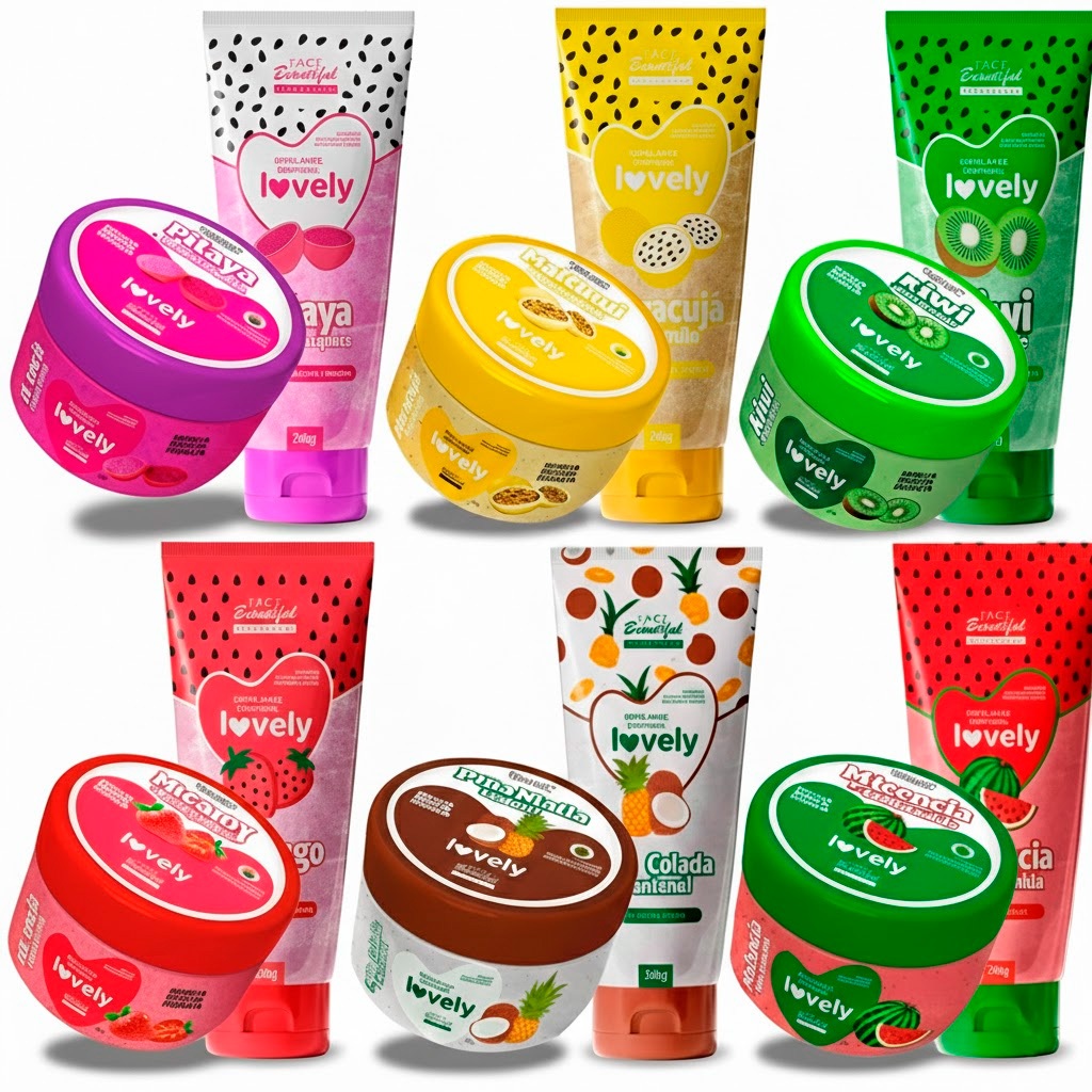 Kit Esfoliante Corporal Frutas Todos os Tipos de Pele Macia e Hidratada Lovely Face Beautiful 280g em Oferta na Shopee