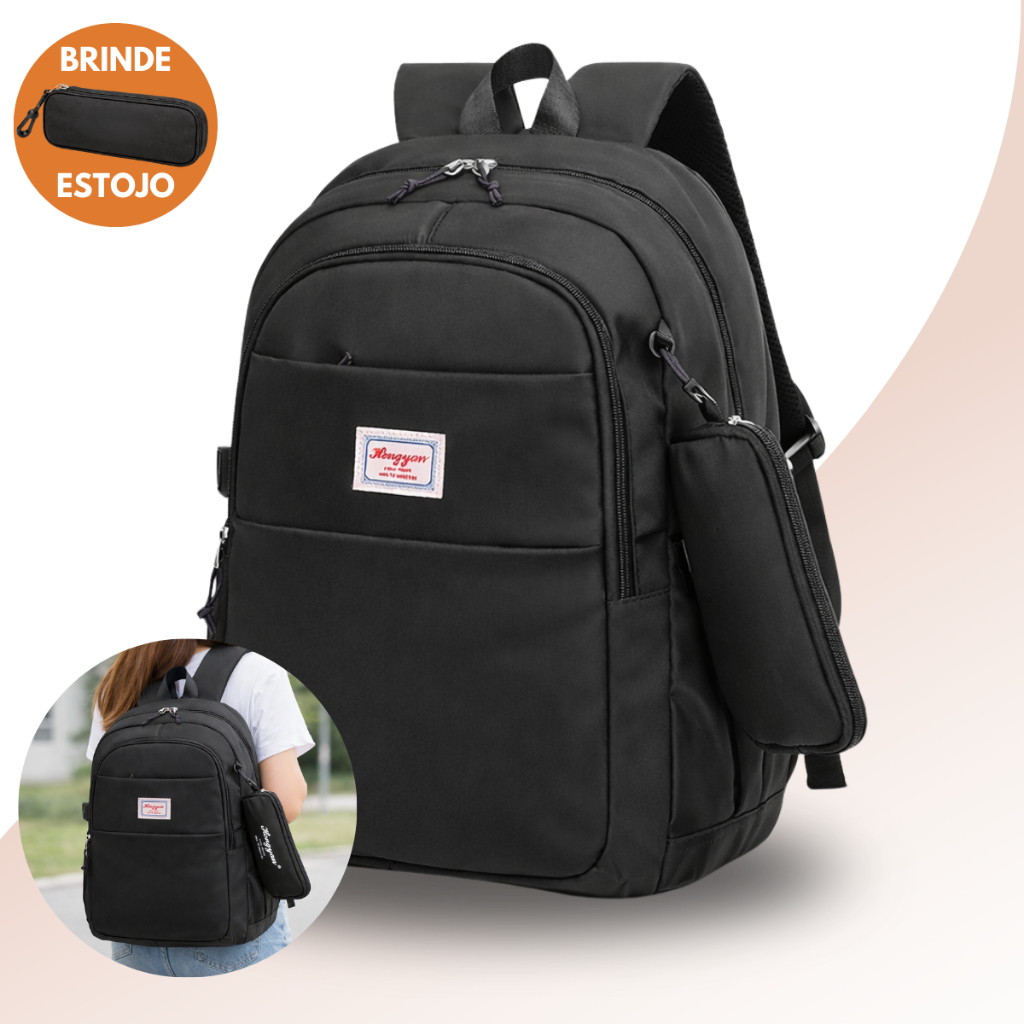Mochila Feminina Escolar Faculdade Trabalho Viagem Bolsa Espaçosa Resistente Academia Unissex Estojo