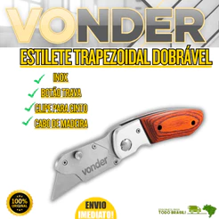 Estilete Trapezoidal Dobrável Vonder 150mm Cortes Preciso Profissional Oferta Premium Aço Inoxidável