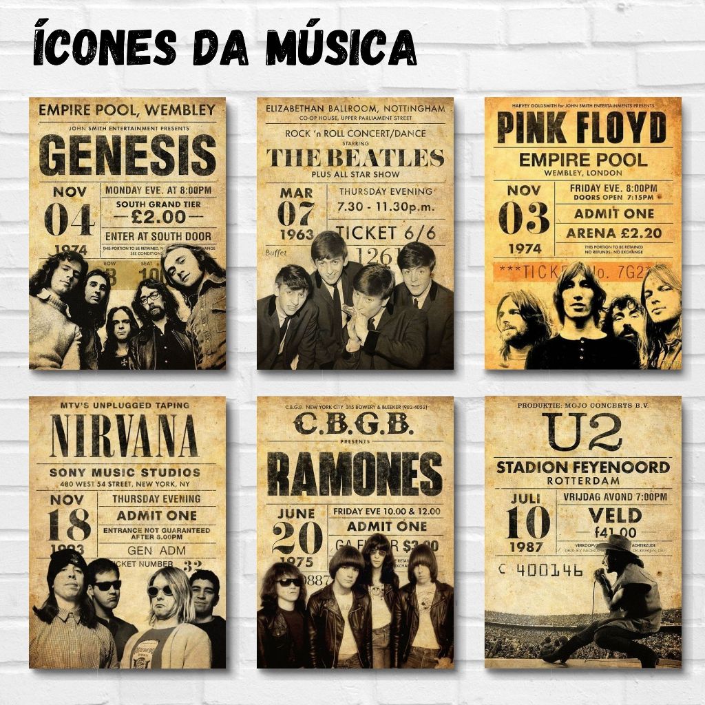 Placa Decorativa Elvis Michael U2 Rolling Stones Beatles Genesis Pink Floyd 20x30 Quadro Decorativo para Sala e Quarto