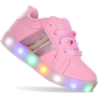 Tênis Led Infantil Menina Casual Rosa Gliter Led Luz Colorido Feminino  Macio Leve e Confortável Lançamento em Oferta na Shopee