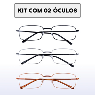 Kit com 02 Óculos de Grau para Leitura, Trabalho e Descanso – Unissex, Armação de Metal Esolha a Cor em Oferta na Shopee