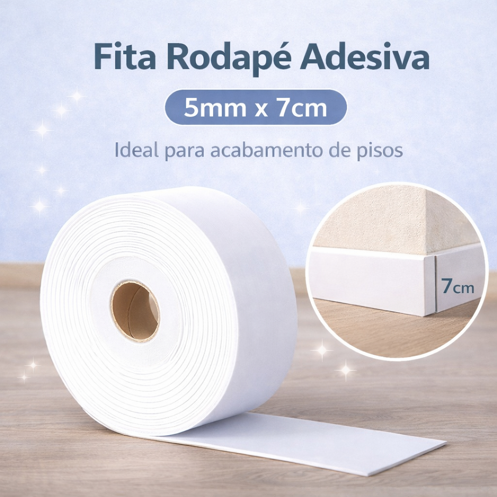 Rodape Moldura Ripado Rodateto EVA Autocolante Flexivel Branco 5mmx7cmx10metros em Oferta na Shopee