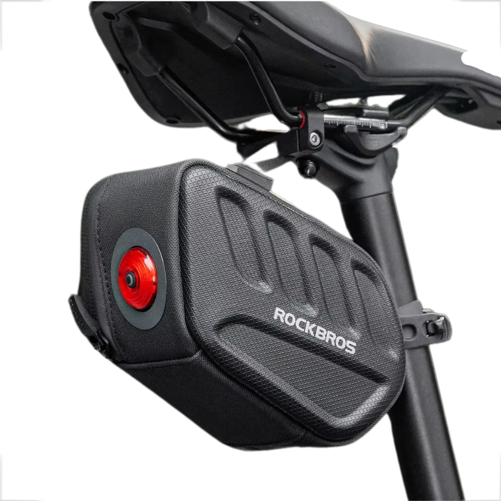 Bolsa Selim Bike Impermeável À prova d'água Com Sinalizador Noturno Led Vermelho Segurança Ciclismo