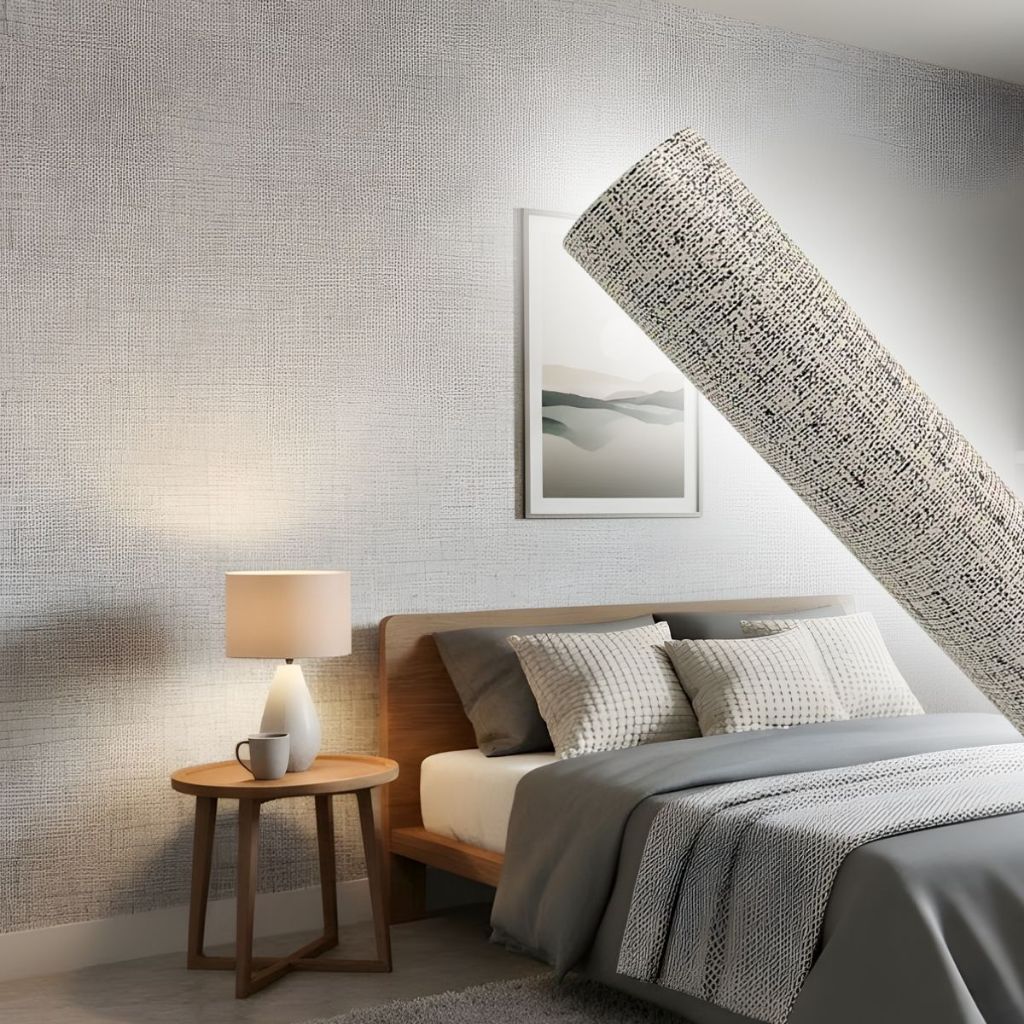 Papel de Parede Adesivo Linho Cinza Importado Vinílico Ideal P/ Quarto Sala Escritório 1M 2M 3M 5M