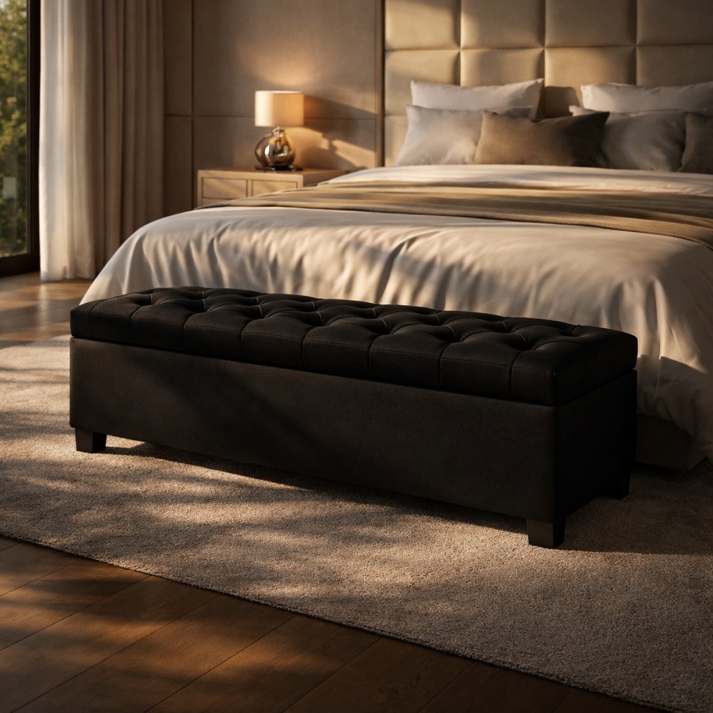 Recamier Baú Compacto Banco com Baú - Recamier Baú Luxo 120cm Banco Estofado para Quarto