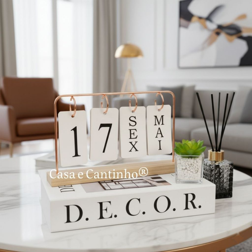 Calendário de Mesa Decorativo com Plaquinhas Dupla Face Preto/Rose/Dourado Permanente Escritório em Oferta na Shopee