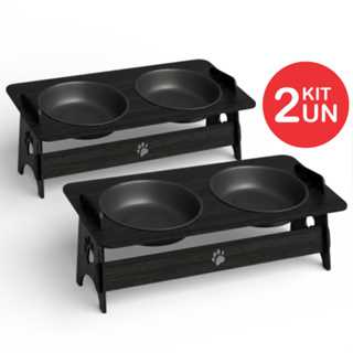 Comedouro Elevado Para Gato e Cachorro Com 1 Tigela e 2 Tigelas MDF em Oferta na Shopee
