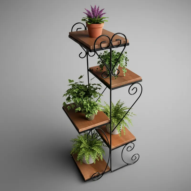 Floreira Prateleira 5 Andares Jardineira Porta Plantas Ferro Madeira Maciça Luxo