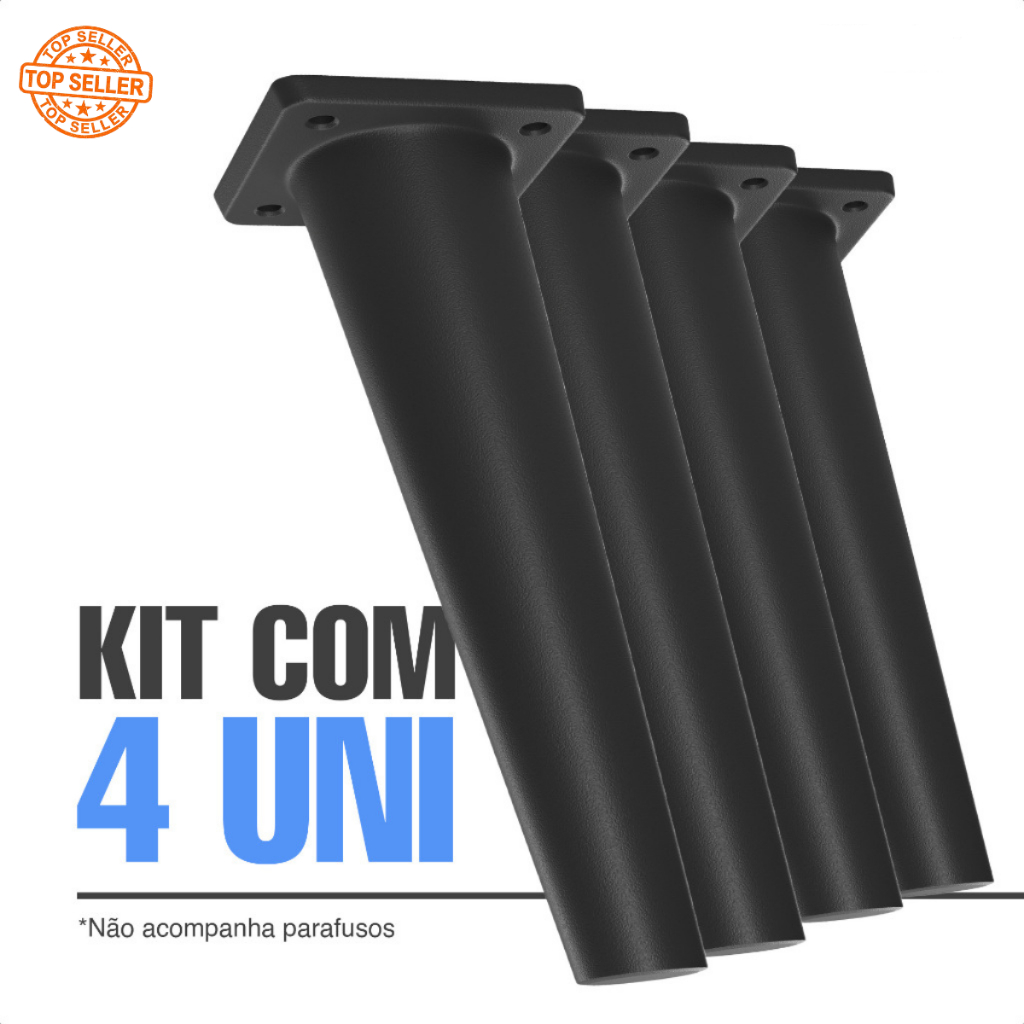 Kit com 04 Pés de Plástico Palito Retrô para móveis bancos Mesa de Cabeceira Decoração Preto em Oferta na Shopee