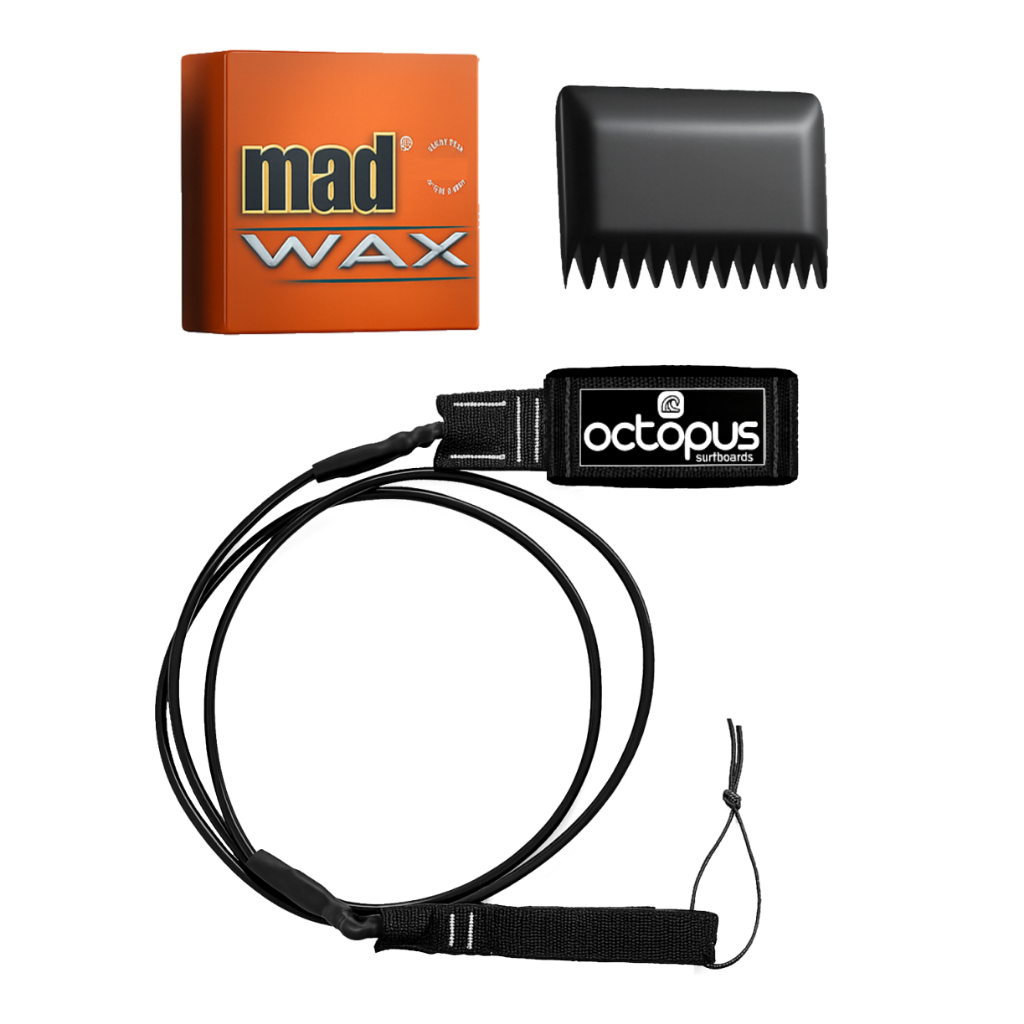 Leash Prancha De Surf Competição + Parafina 80gr + Raspador de parafina