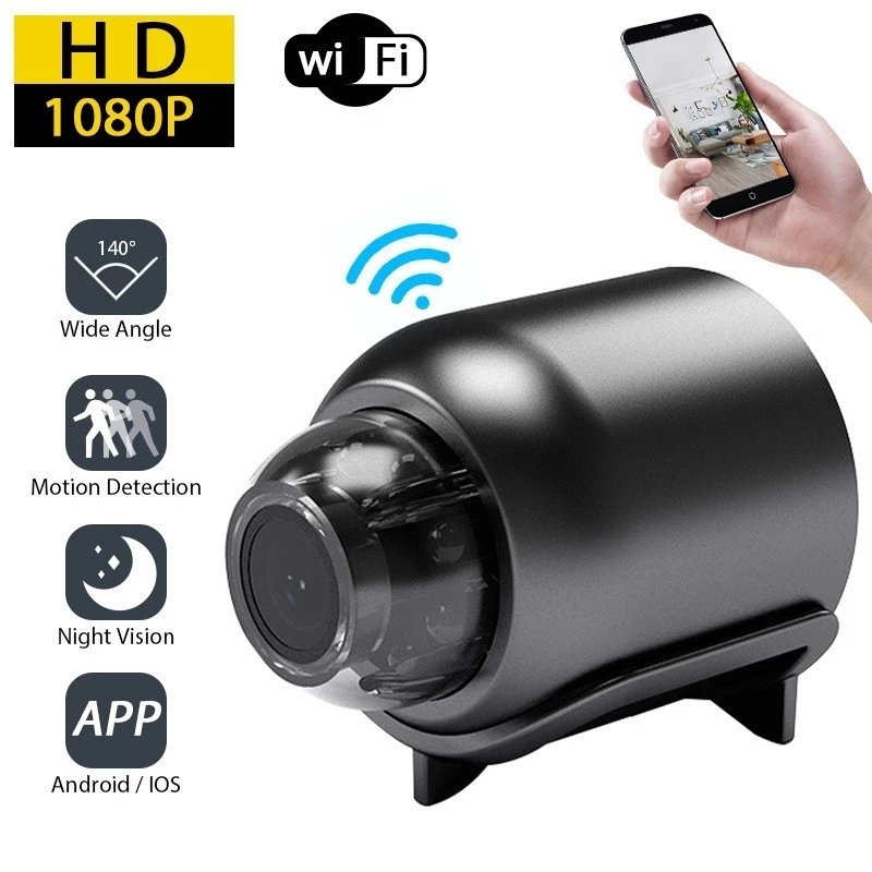 X5 Mini Câmera De Segurança WiFi Sem Fio 1080P Ângulo Amplo com Detecção de movimento em Oferta na Shopee