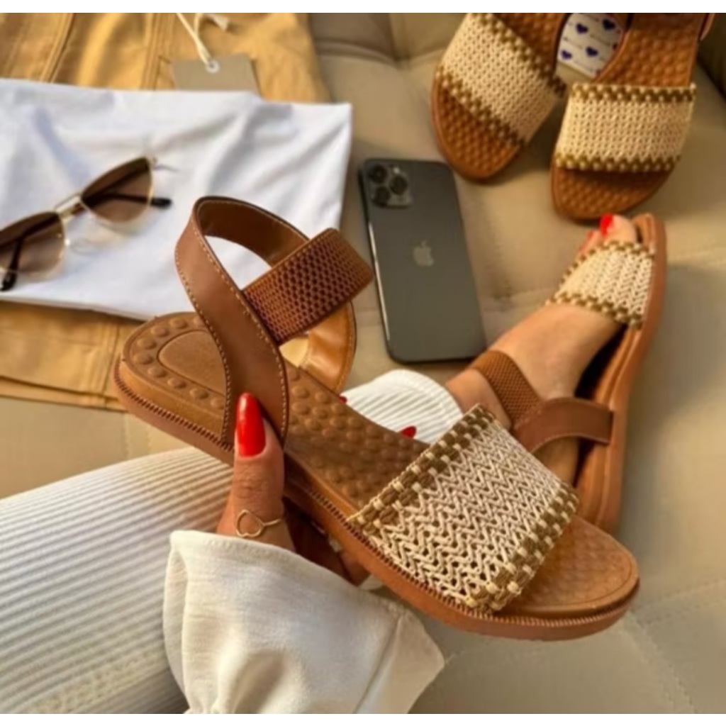 sandália ortopédica femenina com elástico calce fácil em Oferta na Shopee