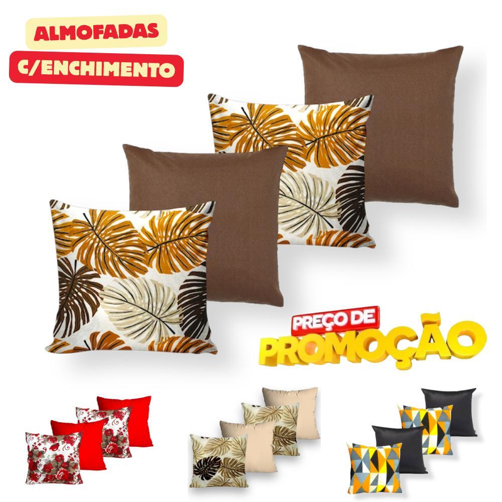 KIT c\ 4 ALMOFADAS CHEIAS DECORATIVAS COM ENCHIMENTO DE ESPUMA 45X45cm