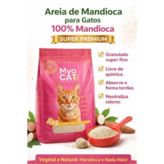 Mya Cat Areia 4kg Higiênica Biodegradável P/ Gatos 100% Mandioca em Oferta na Shopee